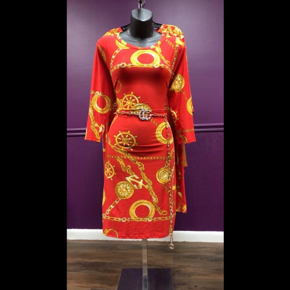 Red and Gold Anchor Dress